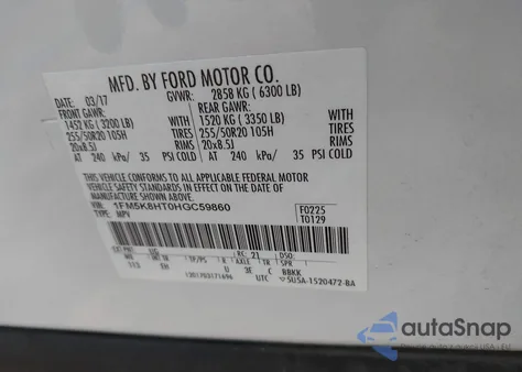 2017 Ford Explorer Platinum z USA, uszkodzony, nr VIN 1FM5K8HT0HGC59860